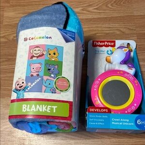 CoComelon Kids Blanket with Fisher-Price Musical Unicorn Toy
